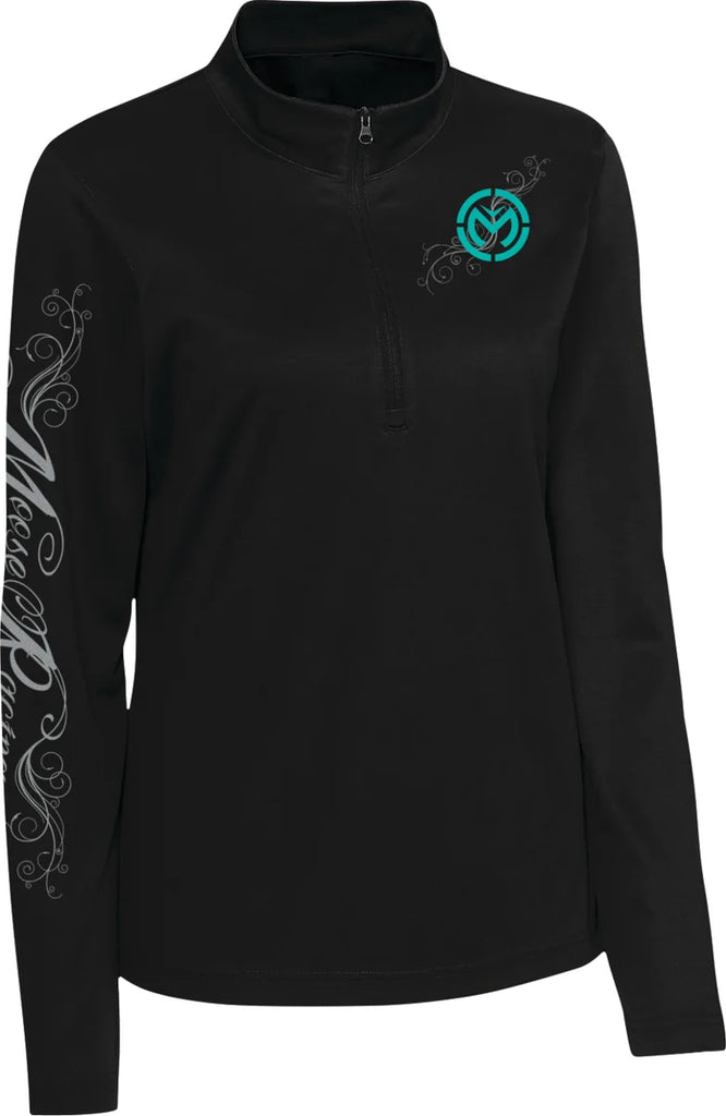 Moose Offroad Women's Flourish Script Quarter Zip Pullover - Black - Small 3051-1231 - Main Product View