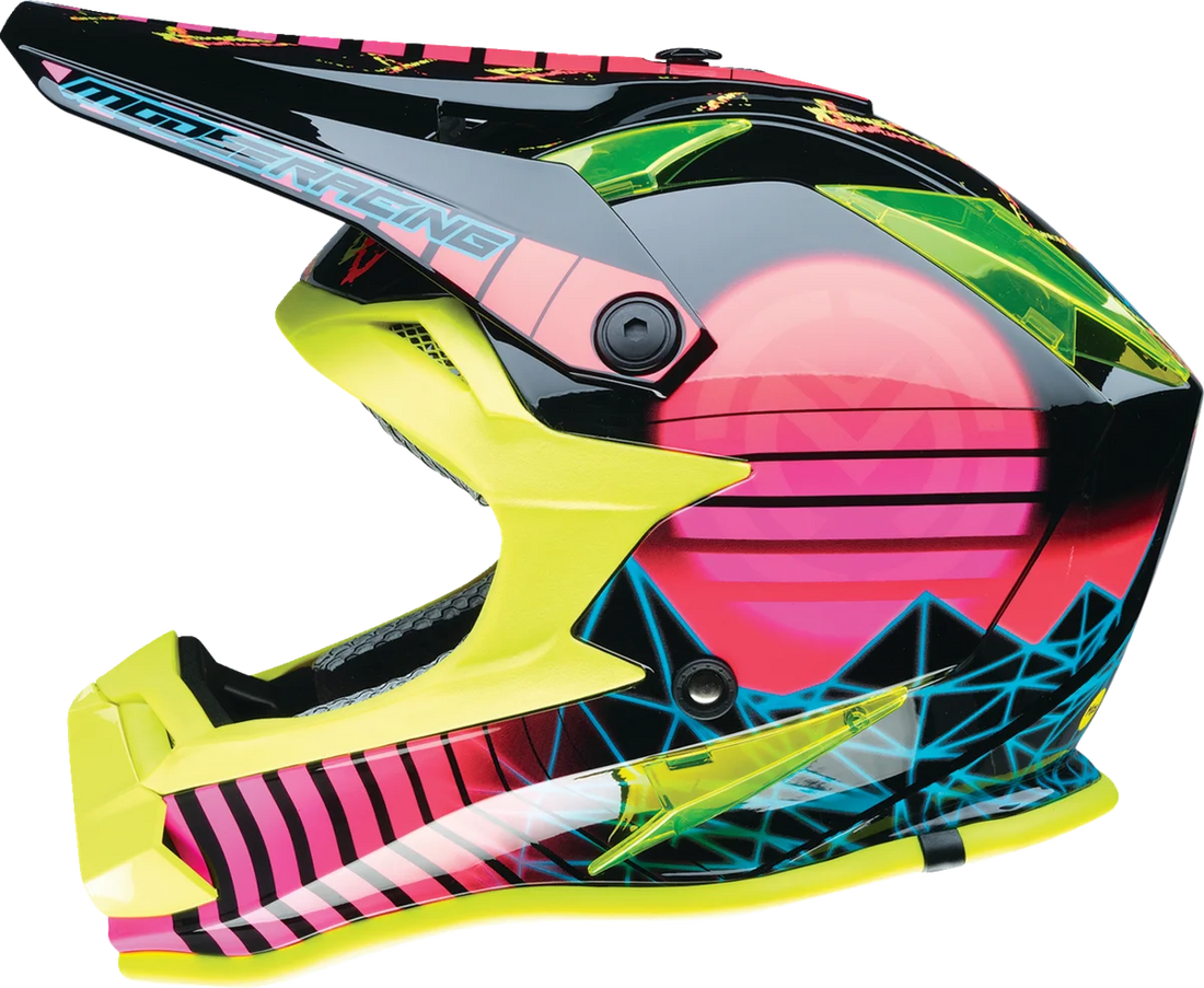 Moose Offroad Youth F.I. Helmet - Vaporwave - MIPS® - Black/Pink/Yellow - Medium 0111-1615 - Side View