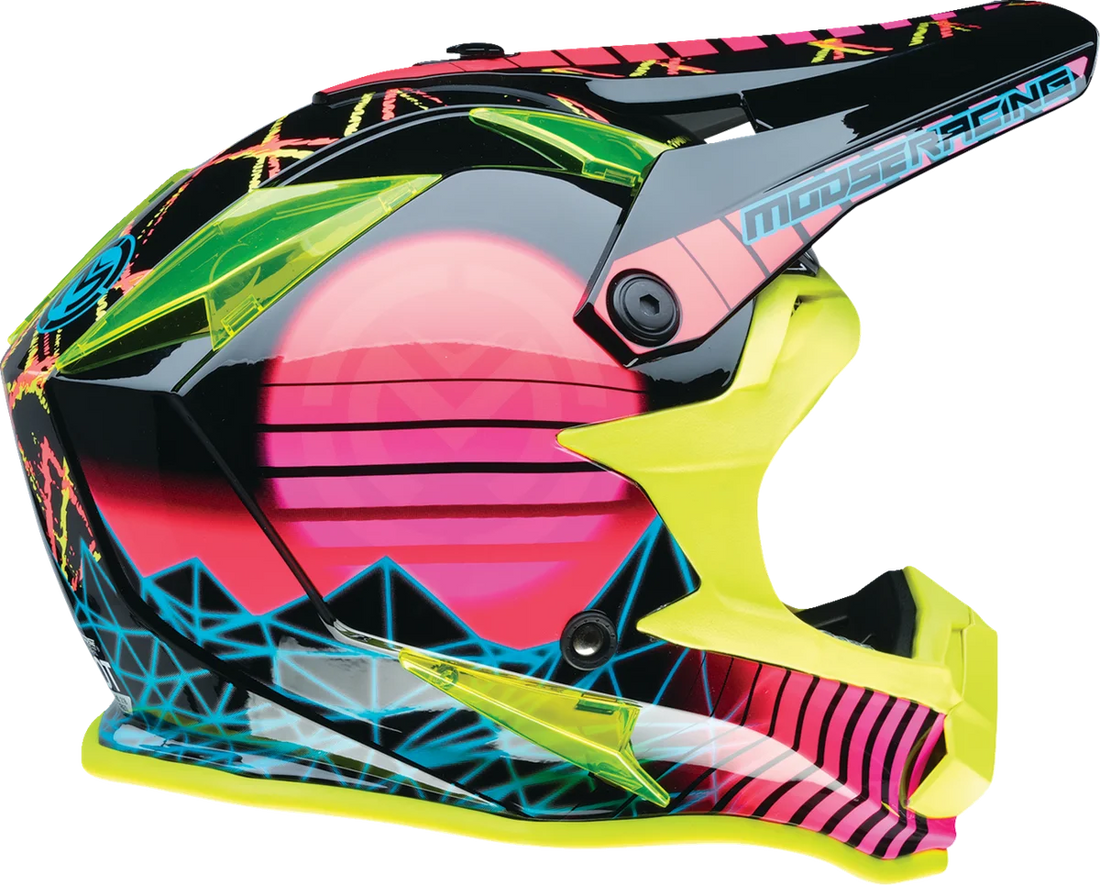 Moose Offroad Youth F.I. Helmet - Vaporwave - MIPS® - Black/Pink/Yellow - Medium 0111-1615 - Installation View