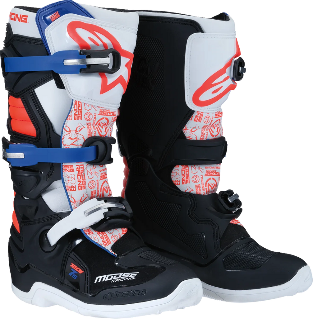 Moose Offroad Youth Tech 7S Boots - Black/White/Red/Blue - US 2 0215024-1297-2 - Main Product View