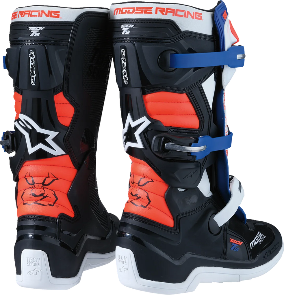 Moose Offroad Youth Tech 7S Boots - Black/White/Red/Blue - US 4 0215024-1297-4 - Side View