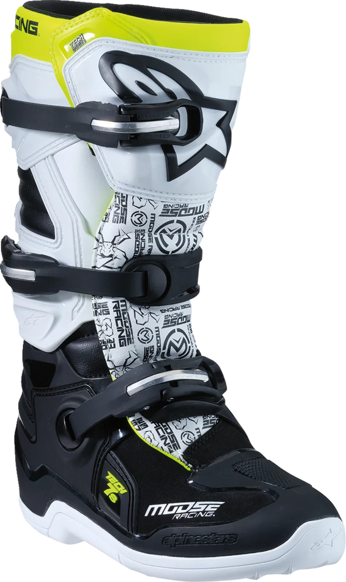 Moose Offroad Youth Tech 7S Boots - Black/White/Yellow - US 2 0215024-125-2 - Side View