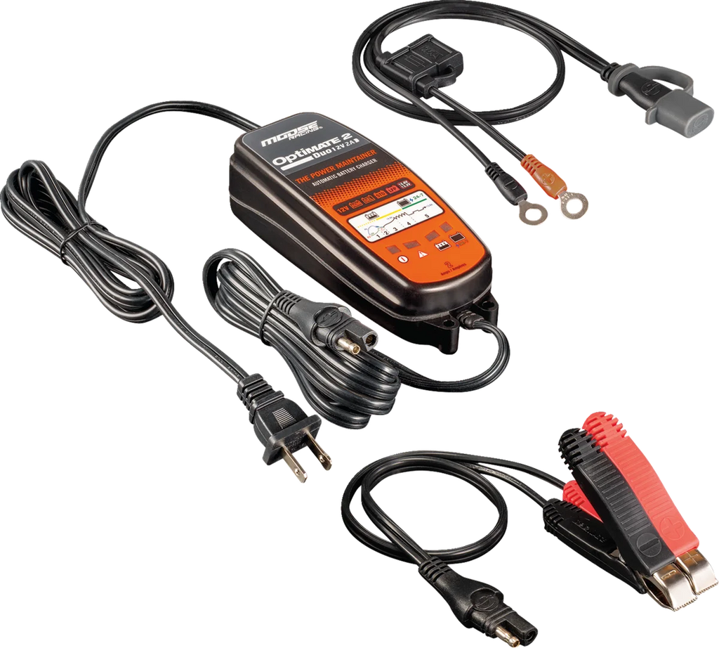 Moose Racing Battery Charger/Maintainer - Optimate 2 Duo TM-555 - Side View