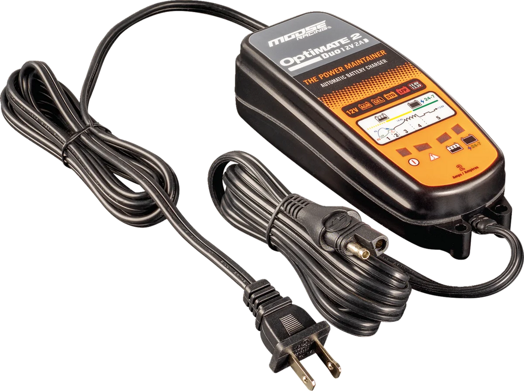 Moose Racing Battery Charger/Maintainer - Optimate 2 Duo TM-555 - Back View