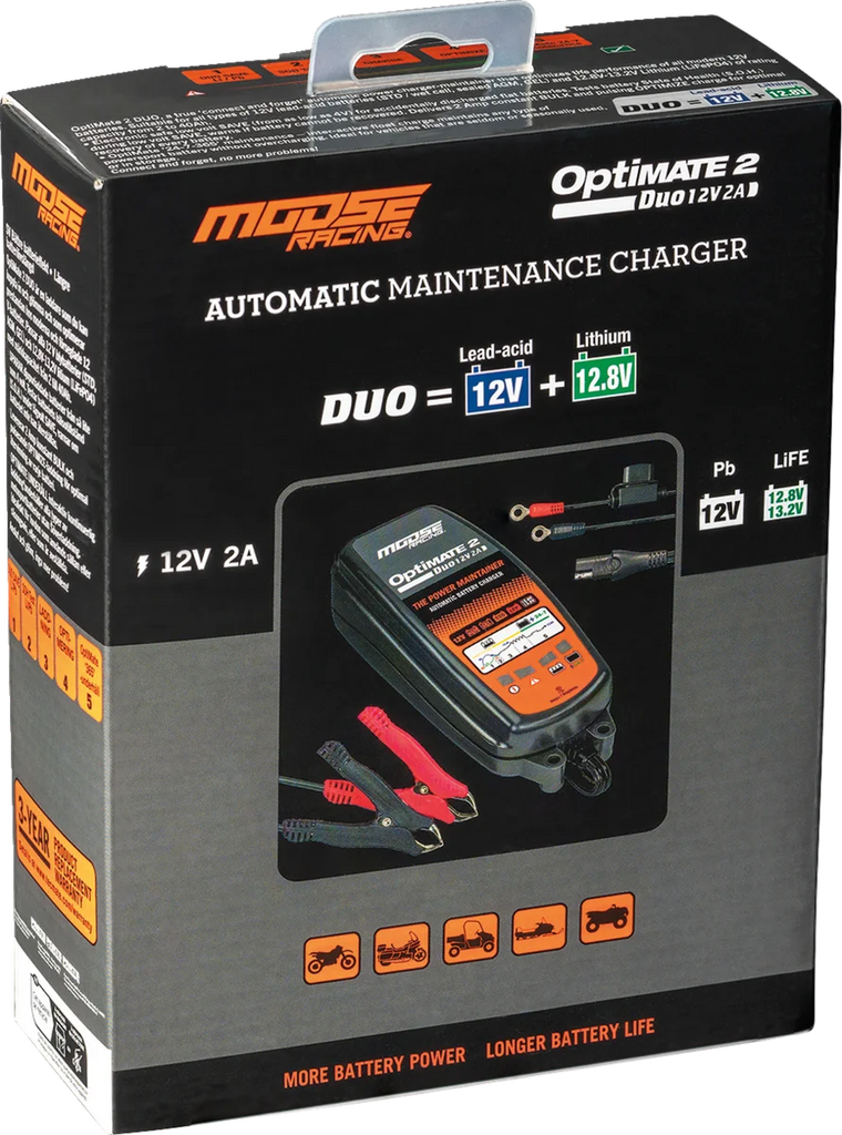 Moose Racing Battery Charger/Maintainer - Optimate 2 Duo TM-555 - Installation View