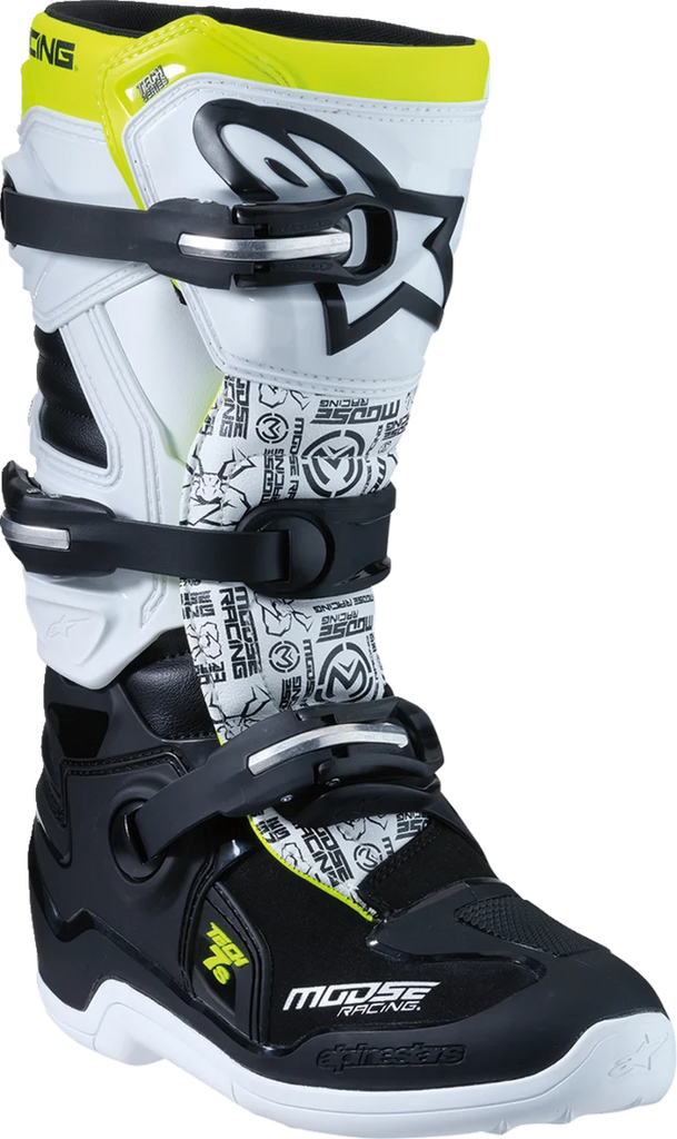 Moose Racing Youth Tech 7S Boots - Black/White/Yellow - US 5 0215024-125-5 - Side View