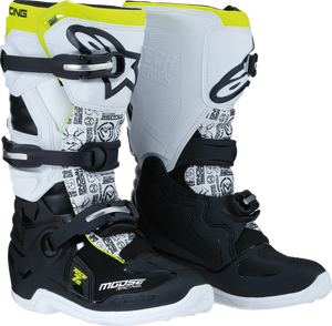 Moose Racing Youth Tech 7S Boots - Black/White/Yellow - US 7 0215024-125-7 - Main Product View