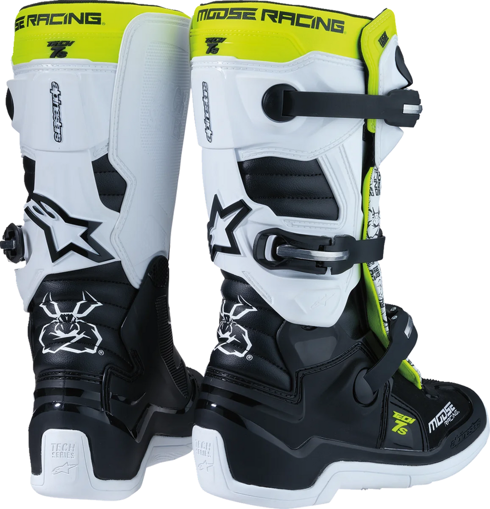 Moose Racing Youth Tech 7S Boots - Black/White/Yellow - US 8 0215024-125-8 - Installation View