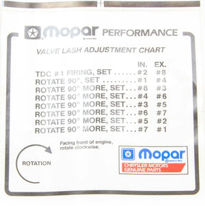 Mopar Valve Lash Adj. Decal P4452989