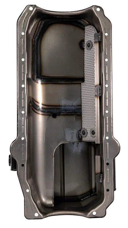 Moroso 80-85 Chevrolet SBC (w/Passenger Side Dipstick) Wet Sump 5.5qt 7.5in Steel Oil Pan - Black - Side View