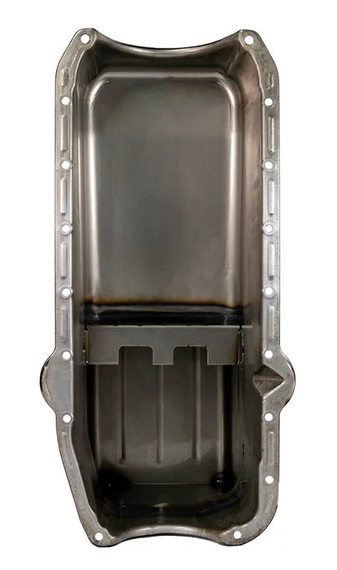 Moroso 80-85 Chevrolet SBC (w/Passenger Side Dipstick) Wet Sump 7qt 9.5in Steel Oil Pan - Black - Side View