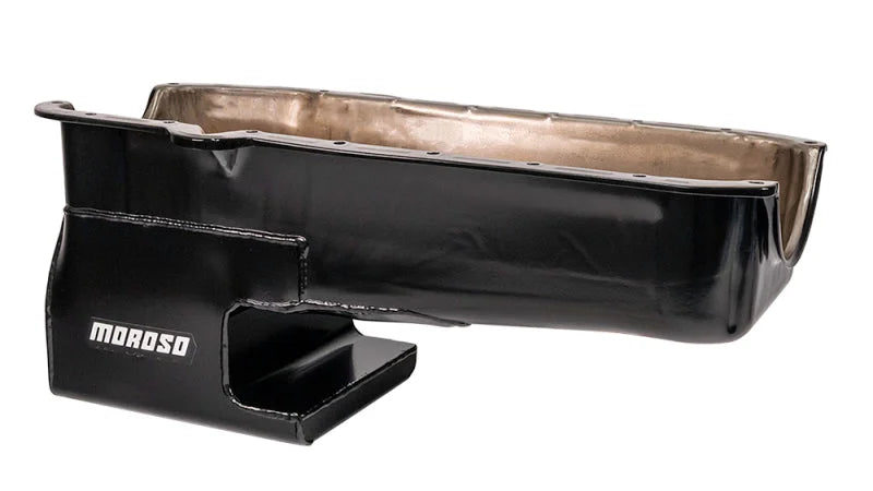 Moroso 80-85 SBC w/Passengers Side Dip Stick Dart SHP Chevy II Oil Pan - Black - Side View