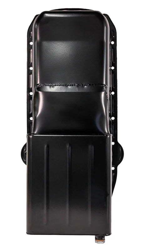 Moroso 80-85 SBC w/Passengers Side Dip Stick Dart SHP Chevy II Oil Pan - Black - Back View