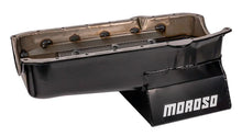 Load image into Gallery viewer, Moroso 86-Up Chevrolet SBC (w/1 Piece Rear Main Seal) Wet Sump 7qt 8.25in Steel Oil Pan - Black - Back View