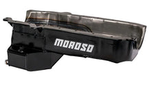 Load image into Gallery viewer, Moroso 86-Up Chevrolet SBC (w/Passenger Side Dipstick) Wet Sump 5.5qt 7.5in Steel Oil Pan - Black - Installation View