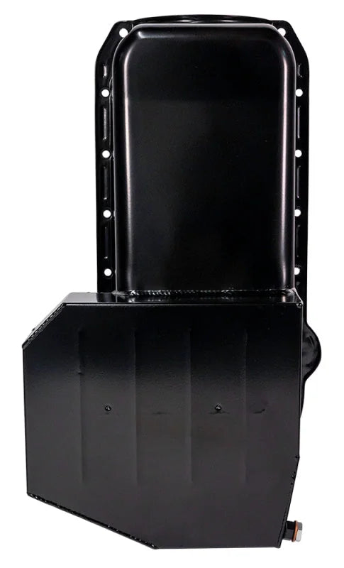 Moroso 86-Up Chevrolet Small Block (w/1 Pc Rear Main Seal) Wet Sump 7qt 7.5in Steel Oil Pan - Black - Side View