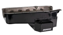 Load image into Gallery viewer, Moroso 86-Up Chevrolet Small Block (w/1 Pc Seal) Road Race Wet Sump 7qt 7.5in Steel Oil Pan - Black - Installation View