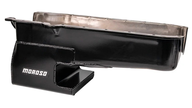 Moroso 86-Up Chevrolet Small Block (w/1 Piece Rear Main Seal) Wet Sump 6qt 9in Steel Oil Pan - Black - Main Product View