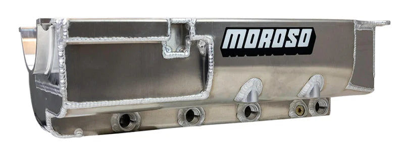 Moroso BBC Mark IV 4 Pickup Dry Sump 7-1/2in Deep Aluminum Oil Pan (w/o Starter Notch) - Back View