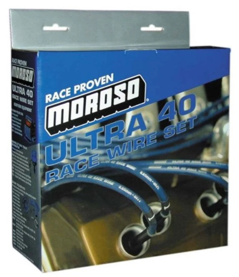 Moroso Chevrolet Big Block Ignition Wire Set - Ultra 40 - Sleeved - HEI - Crab Cap - 90 Degree - Blk - Side View