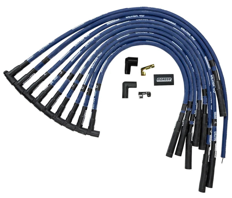 Moroso Chevrolet Big Block Ignition Wire Set - Ultra 40 - Sleeved - HEI - Straight - Blue - Main Product View