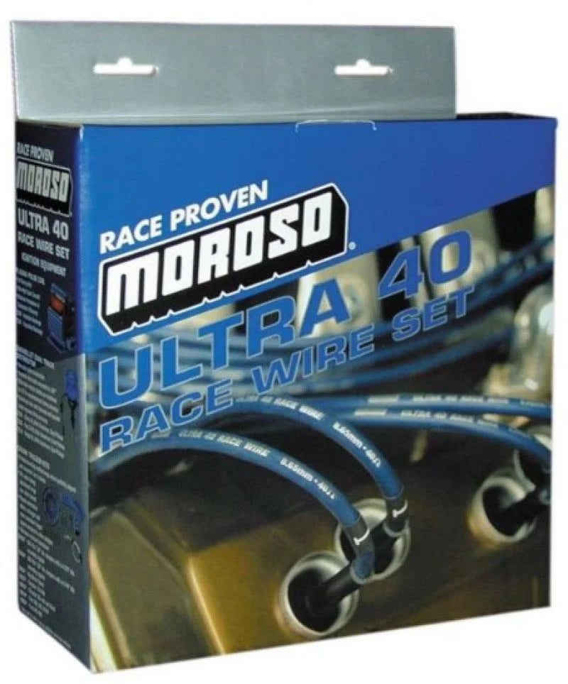 Moroso Chevrolet Big Block Ignition Wire Set - Ultra 40 - Sleeved - HEI - Straight - Blue - Side View
