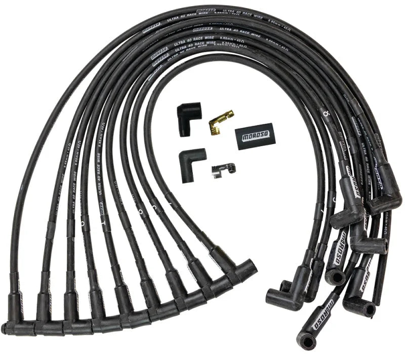 Moroso Chevrolet Big Block Ignition Wire Set - Ultra 40 - Unsleeved - HEI - 135 Degree - Black - Side View