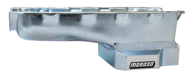 Moroso Chevrolet Big Block Mark IV Kicked Out Wet Sump 6qt 8in Steel Oil Pan - Installation View