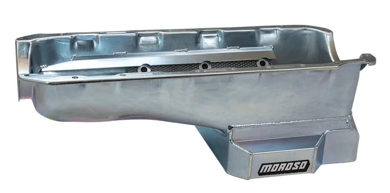 Moroso Chevrolet Big Block Mark IV Kicked Out Wet Sump 6qt 8in Steel Oil Pan - Installation View