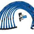 Load image into Gallery viewer, Moroso Chevrolet Small Block Ignition Wire Set - Blue Max - Spiral Core - Sleeved - HEI - 90 Degree - Side View