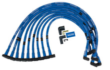 Load image into Gallery viewer, Moroso Chevrolet Small Block Ignition Wire Set - Blue Max - Spiral Core - Sleeved - HEI - 90 Degree - Side View