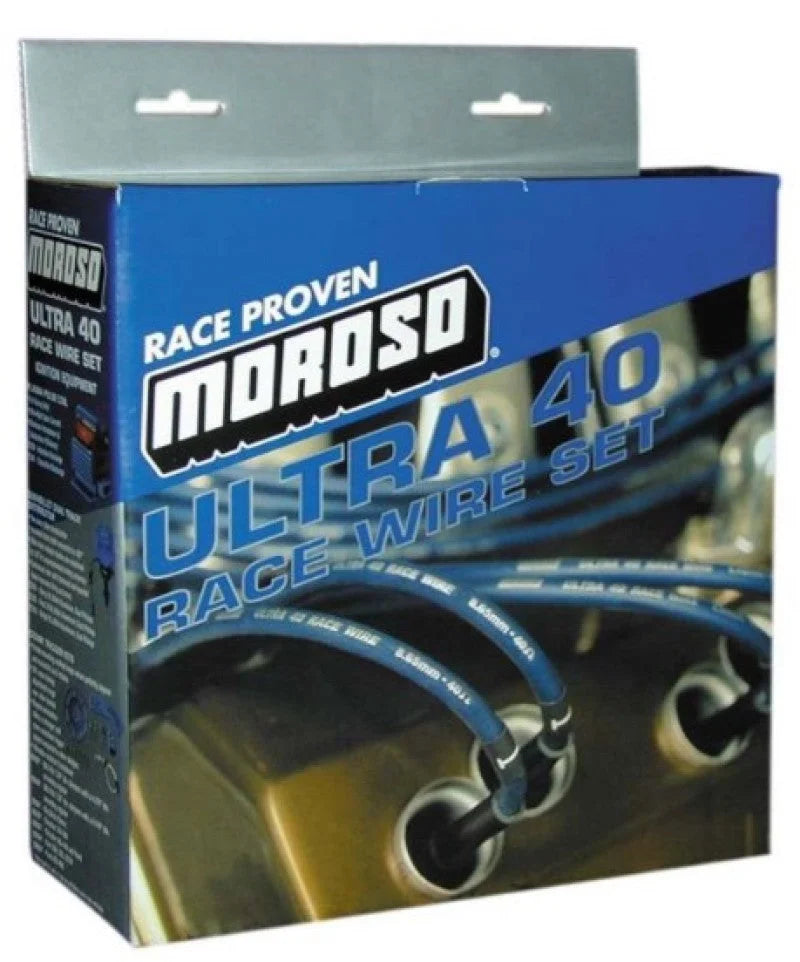 Moroso Chevrolet Small Block Ignition Wire Set - Ultra 40 - Sleeved - HEI - 90 Degree - Black - Side View