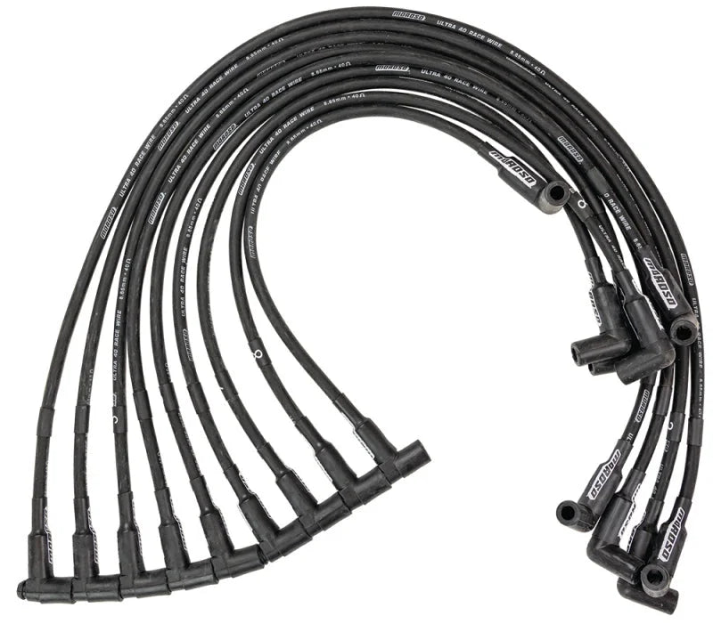 Moroso Chevrolet Small Block (Sprint Car) Ignition Wire Set - Ultra 40 - Unsleeved - HEI - Black - Side View