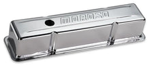 Load image into Gallery viewer, Moroso Chevrolet Small Block Valve Cover - w/Baffle - Stamped Steel Chrome Plated - Pair