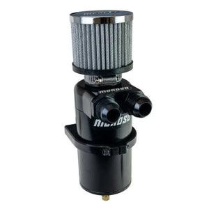 Moroso Dual Inlet -12AN Billet Breather Tank Catch Can - Black