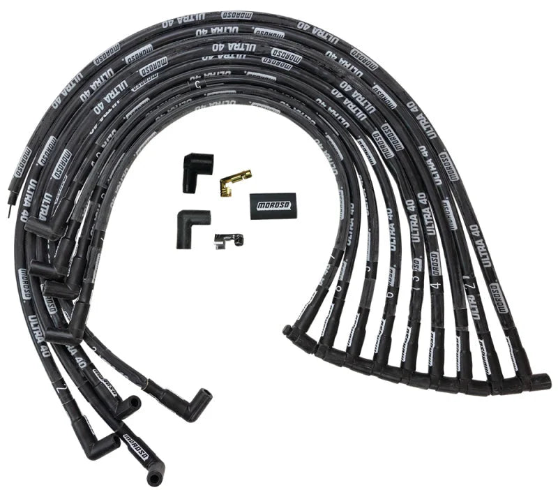 Moroso Ford 289-302 Ignition Wire Set - Ultra 40 - Unsleeved - HEI - Under Header - Black - Main Product View
