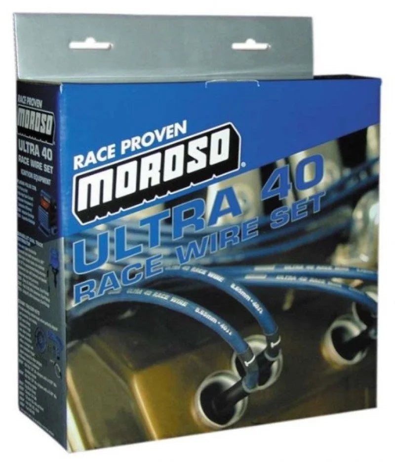 Moroso Ford 289-302 Ignition Wire Set - Ultra 40 - Unsleeved - HEI - Under Header - Black - Side View