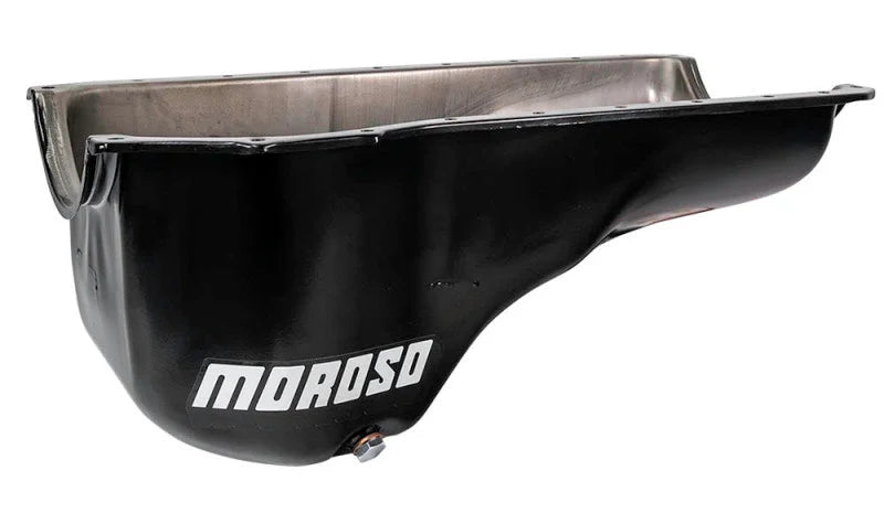 Moroso Ford 351C/351M Stock (w/Front Sump) Wet Sump 6qt 8.25in Steel Oil Pan - Back View