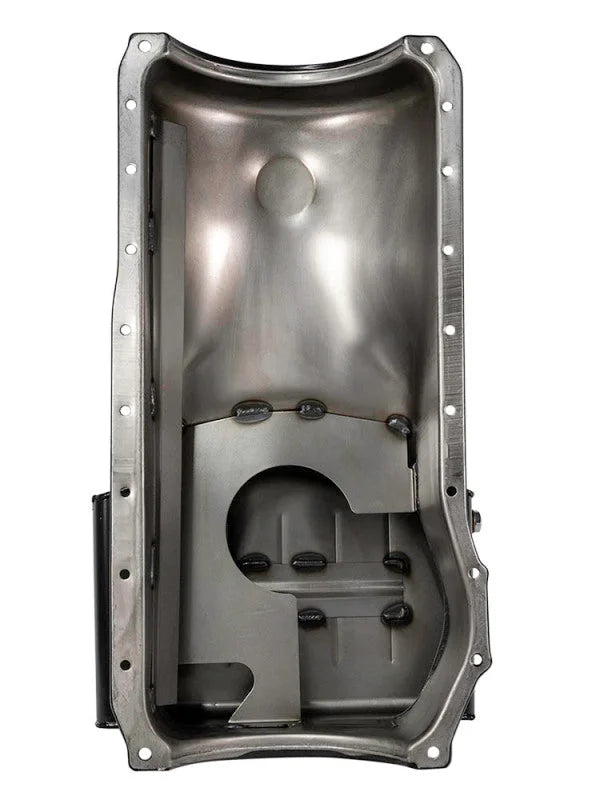 Moroso Ford 351C/351M (w/Front Sump) Kicked Out Wet Sump 7qt 8in Steel Oil Pan - Side View