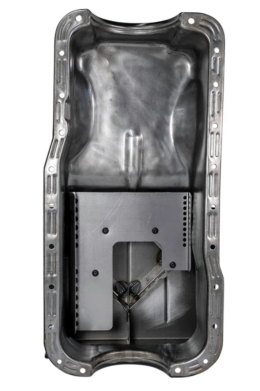 Moroso Ford 351W (w/Front Sump) Kicked Out Road Race Baffled 9qt 8in Steel Oil Pan - Main Product View
