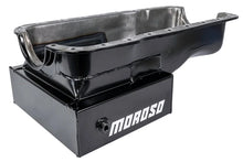 Load image into Gallery viewer, Moroso Ford 351W (w/Front Sump) Kicked Out Road Race Baffled 9qt 8in Steel Oil Pan - Back View