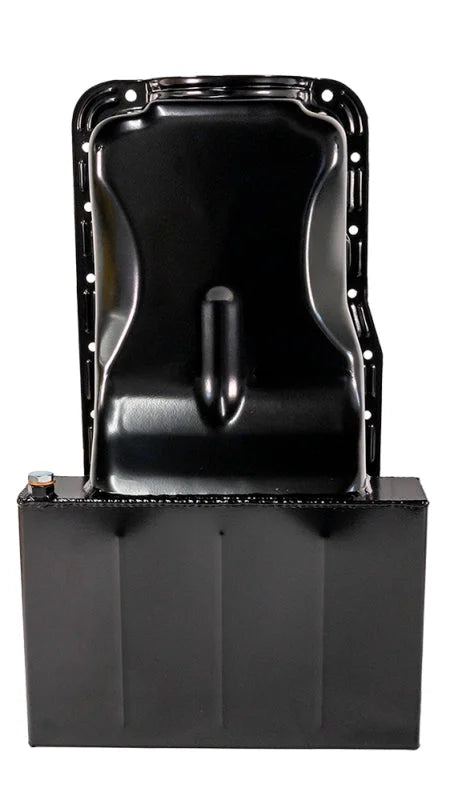 Moroso Ford 351W (w/Front Sump) Kicked Out Wet Sump 7qt 8in Steel Oil Pan - Side View