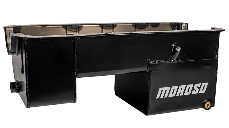 Moroso Ford 351W (w/Rear Sump & Billet End Seals) Extra Deep Wet Sump 7qt 9in Steel Oil Pan - Side View