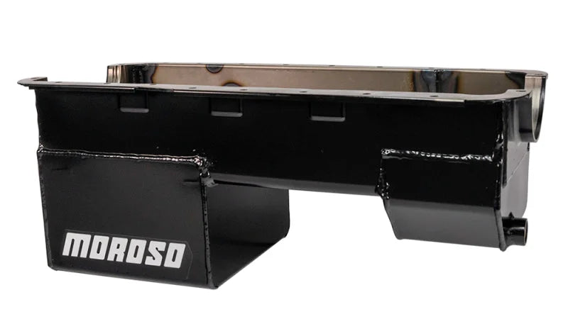 Moroso Ford 351W (w/Rear Sump & Billet End Seals) Extra Deep Wet Sump 7qt 9in Steel Oil Pan - Back View