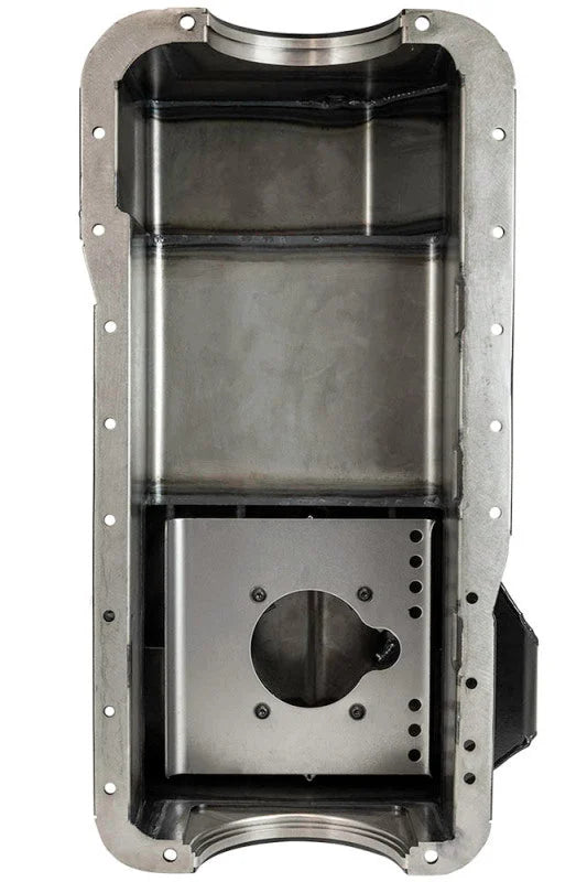 Moroso Ford 351W (w/Rear Sump & Billet End Seals) Road Race Baffled Wet Sump 7qt 7.5in Steel Oil Pan - Side View