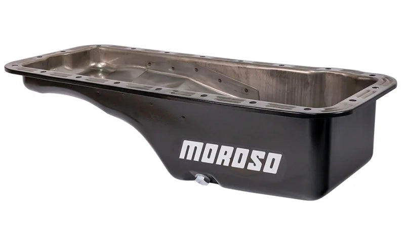 Moroso Ford 352-428 FE Stock (w/Front Sump) Wet Sump 5qt 5in Steel Oil Pan - Side View