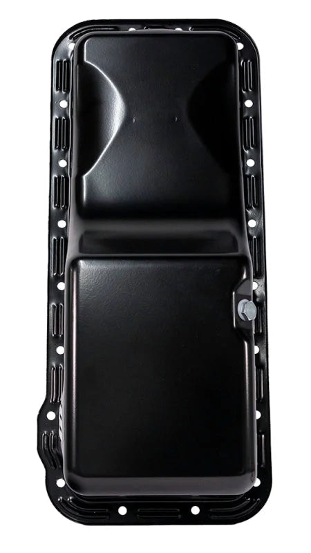 Moroso Ford 352-428 FE Stock (w/Front Sump) Wet Sump 5qt 5in Steel Oil Pan - Back View