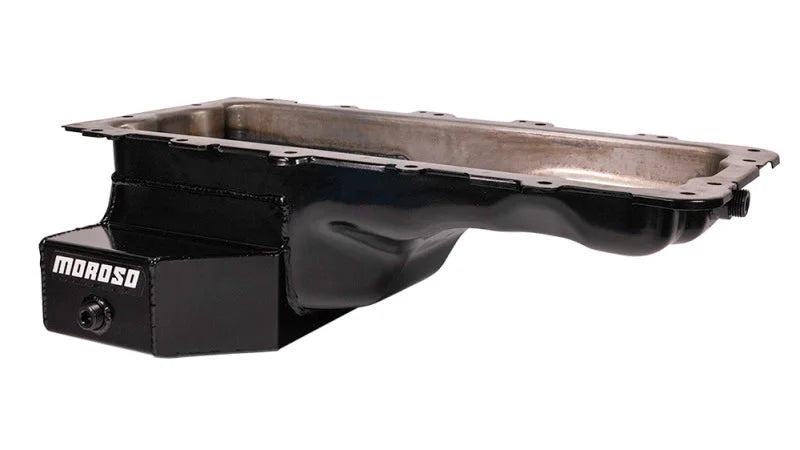 Moroso Ford 4.6/5.4L (w/Rear Sump) Kicked Out Wet Sump 7qt 6.5in Steel Oil Pan - Main Product View