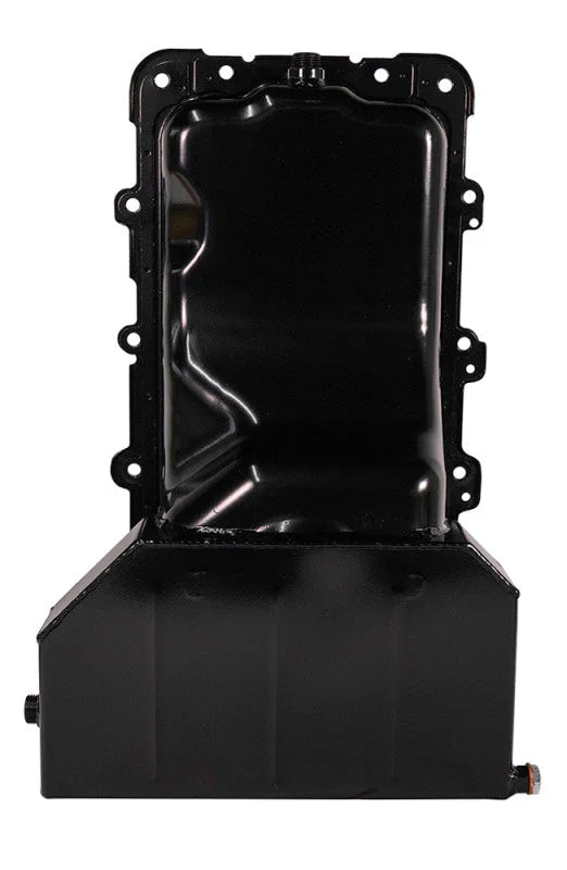 Moroso Ford 4.6/5.4L (w/Rear Sump) Kicked Out Wet Sump 7qt 6.5in Steel Oil Pan - Side View