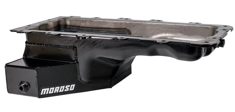 Moroso Ford 4.6/5.4L (w/Rear Sump) Road Race Baffled Wet Sump 8qt 6.5in Steel Oil Pan - Main Product View